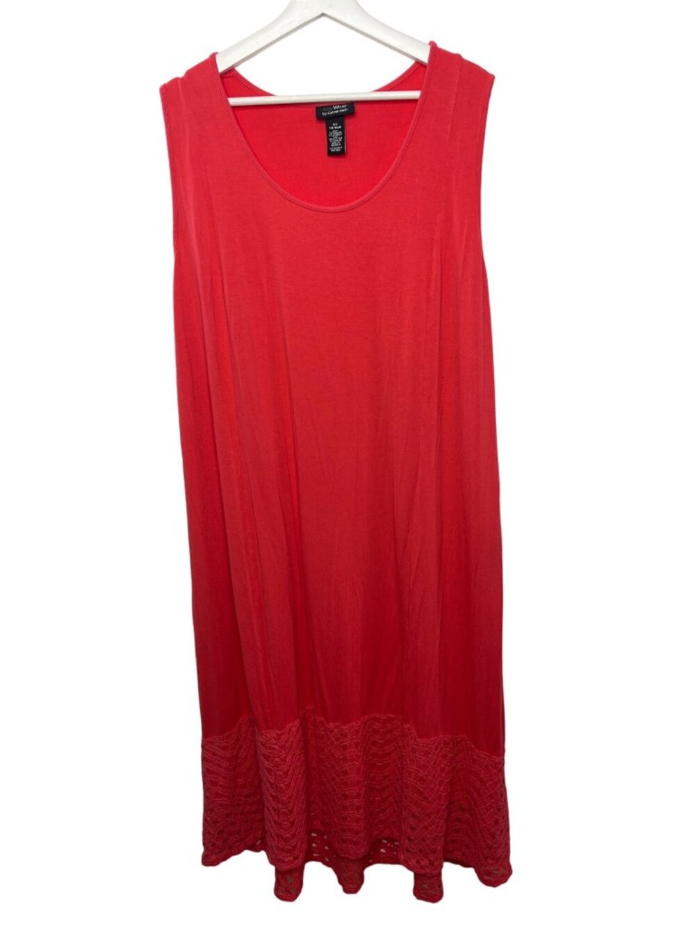 AnyWear Catherine’s Maxi Dress 1X 14W 16W Coral Sleeveless Crochet Hem